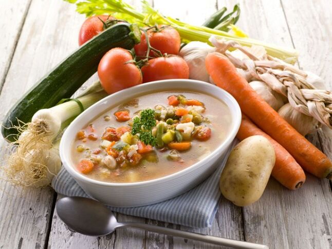 fresh vegetable soup against gastritis